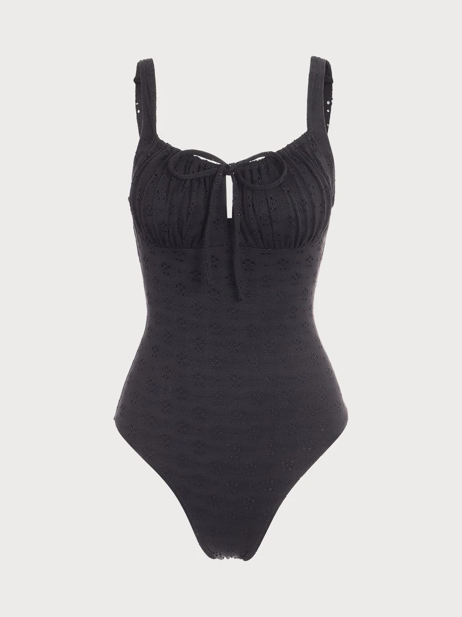 Floral Cutout One-Piece Swimsuit & Reviews - White,Black - Sustainable One-Pieces | BERLOOK | BERLOOK