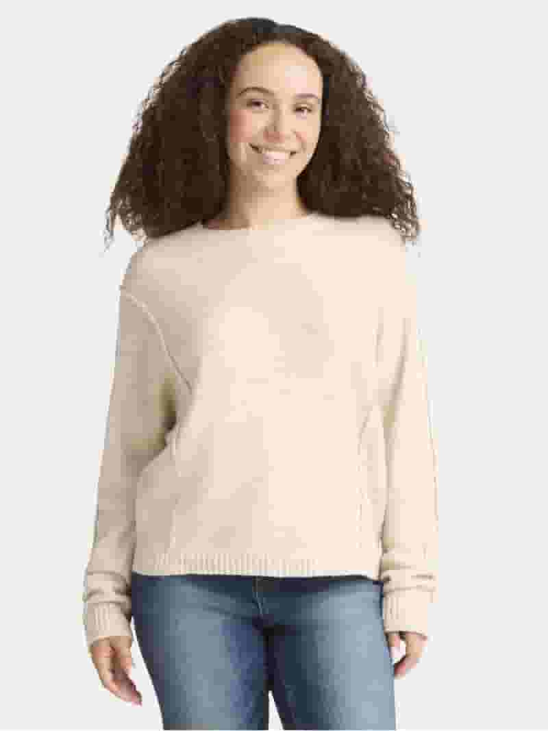 Time and Tru Women's Seamed Sweater with Long Sleeves, Midweight, Sizes XS-XXXL | Walmart (US)