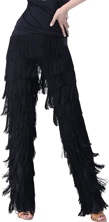 Women's Tassels Fringe Dance Pants Ballroom Latin Tango Salsa Practice Performance Dancing Costum... | Amazon (US)