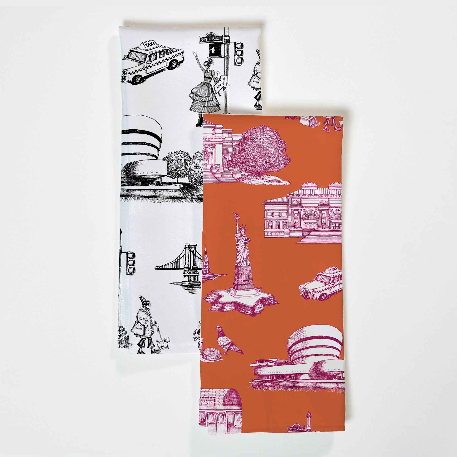 New York Toile Tea Towel Set | Colorful Prints, Wallpaper, Pajamas, Home Decor, & More | Katie Kime Inc