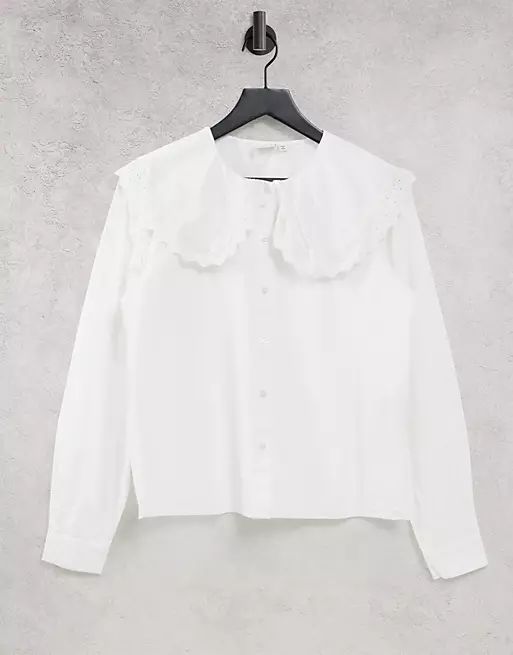 JDY shirt with oversized collar in white | ASOS (Global)