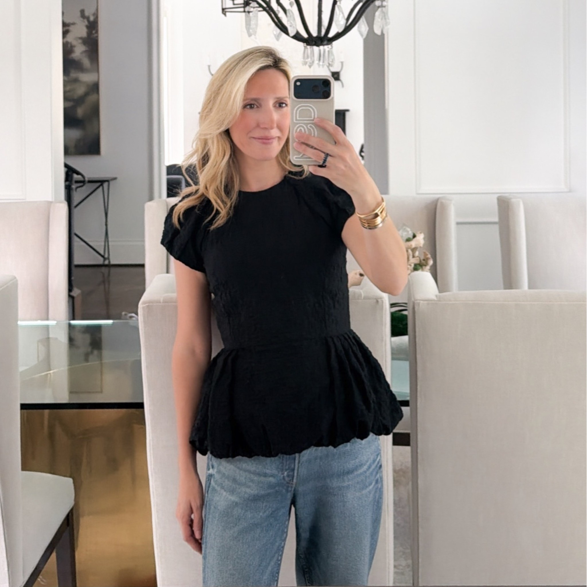 Top runs small - sized up! Jeans run big - wearing XS