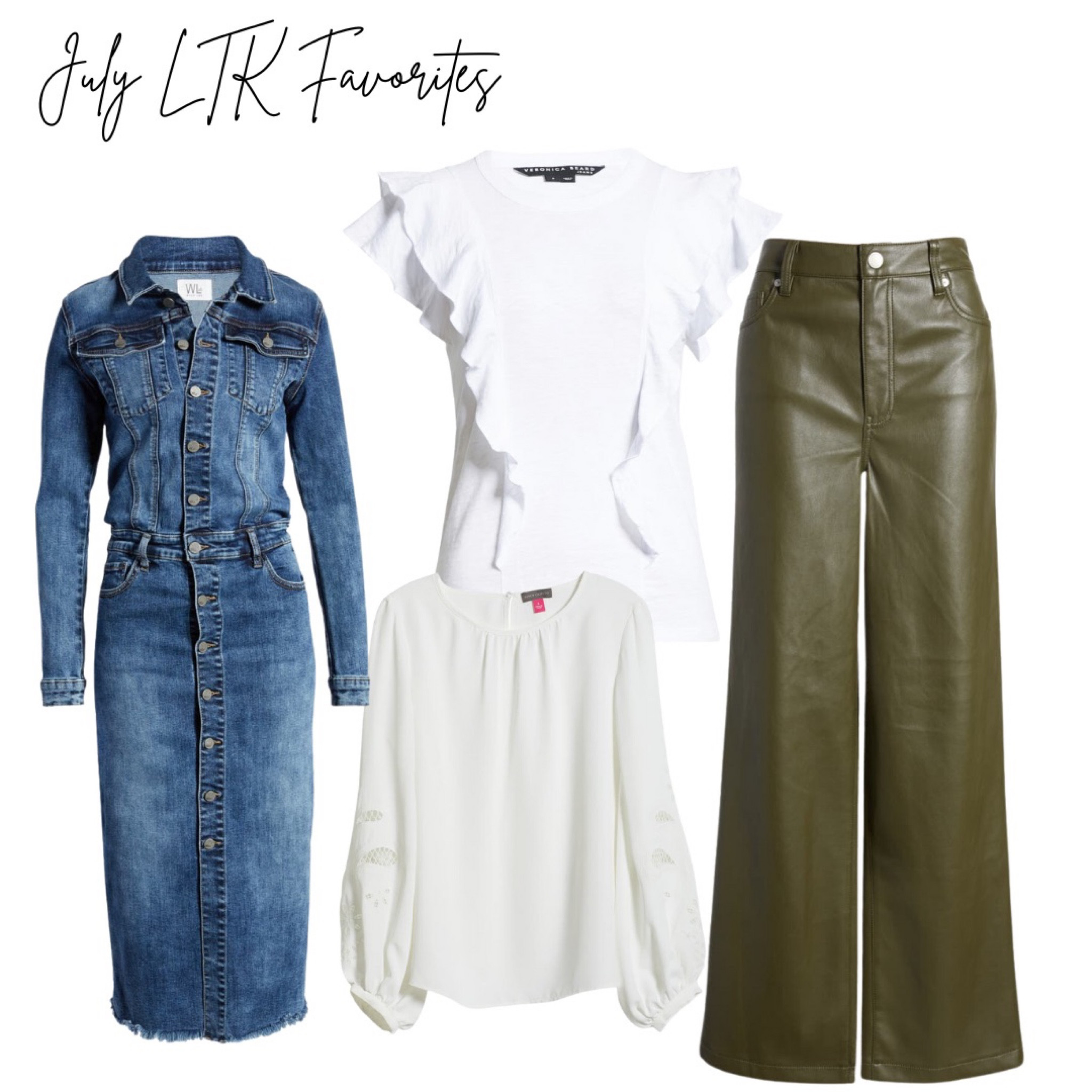Here is what you liked best in July!! The denim dress, faux leather wide leg pants along with the white tops are also some of our favorites !

#LTKxNSale #LTKFind