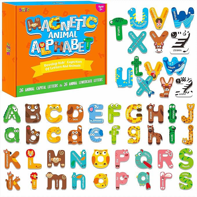 Amazon.com: 52 Magnetic Alphabet, 26 Uppercase & 26 Lowercase Letters, Adorable Animal Shape Alph... | Amazon (US)