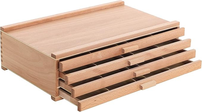 U.S. Art Supply 4-Drawer Artist Wood Pastel, Pen, Marker Storage Box - Elm Hardwood Construction,... | Amazon (US)