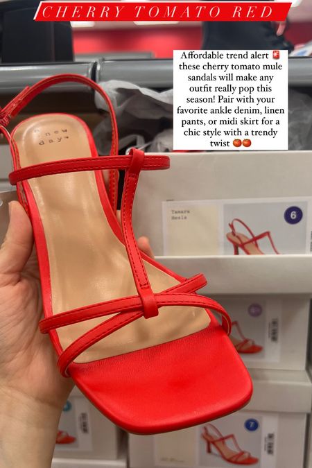 I can’t believe these cherry red mule sandal heels are almost fully stocked in every size and just in time for target circle week 😍🎯 on sale $24! 

Such a perfect way to add that pop of red to any outfit this season 🍅

Tomato red 
Red shoes
Spring trends 
Target shoes 
Trendy shoes 

#LTKshoecrush #LTKxTarget #LTKsalealert