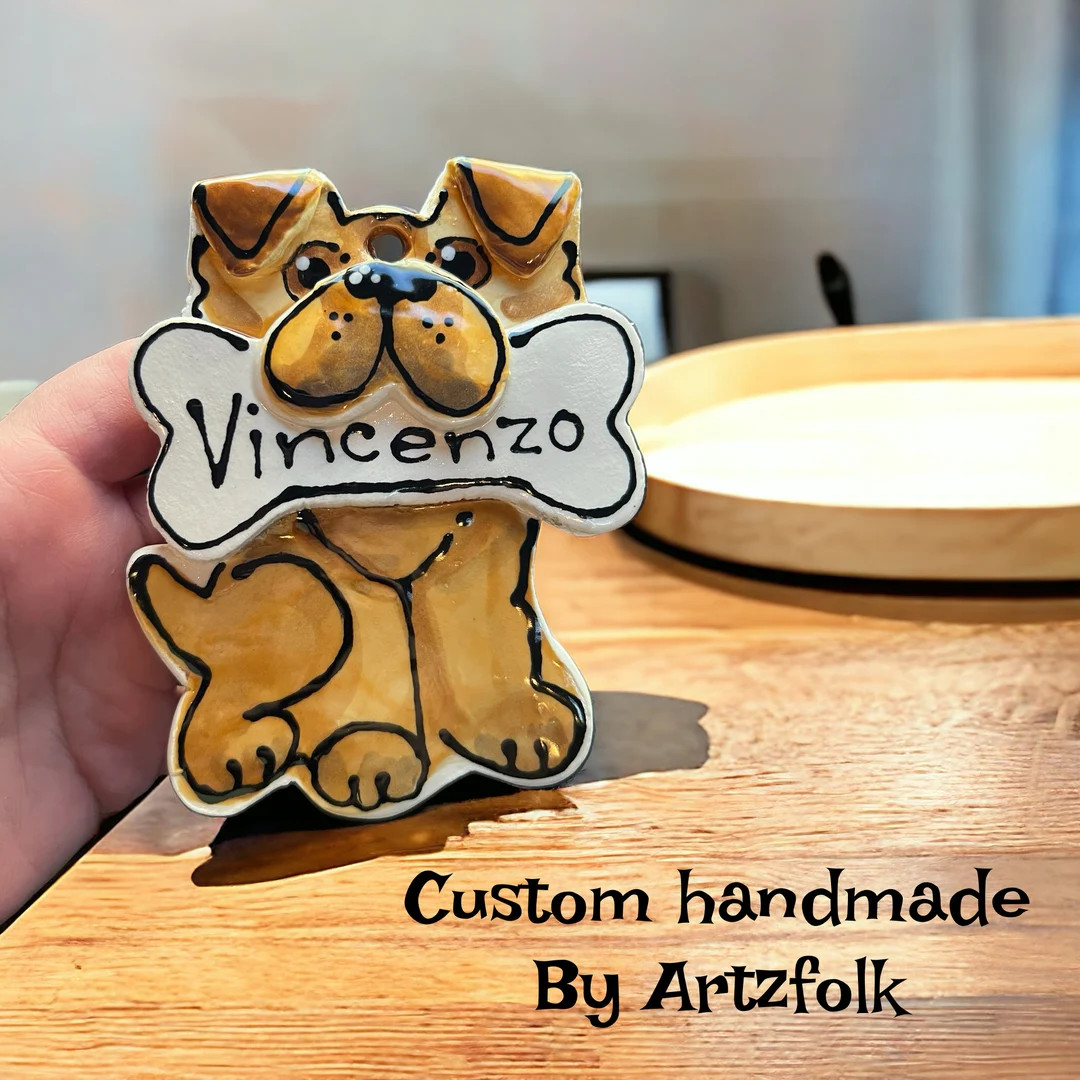 Custom Dog or Cat Handmade Pottery Portrait Ornament - Etsy | Etsy (US)