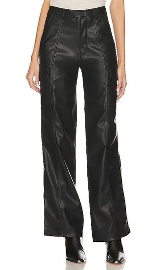 High Rise Faux Leather Wide Leg Cargo in Black | Revolve Clothing (Global)