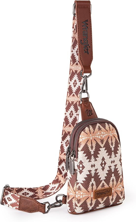Wrangler Aztec Sling Bag Southwest Crossbody Bags Trendy Chest Bag | Amazon (US)