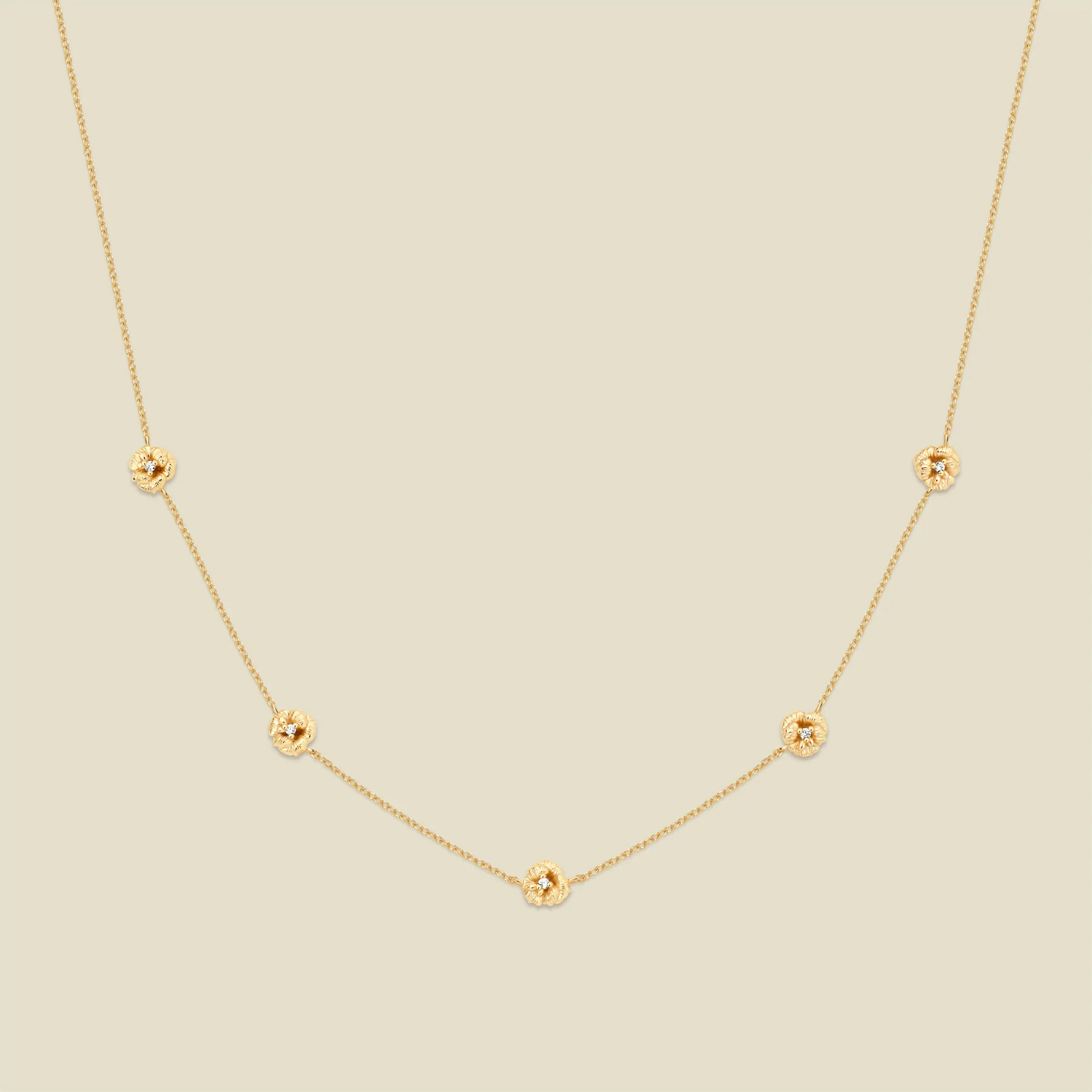 February CZ Birth Flower Station Necklace | Made By Mary | Made By Mary
