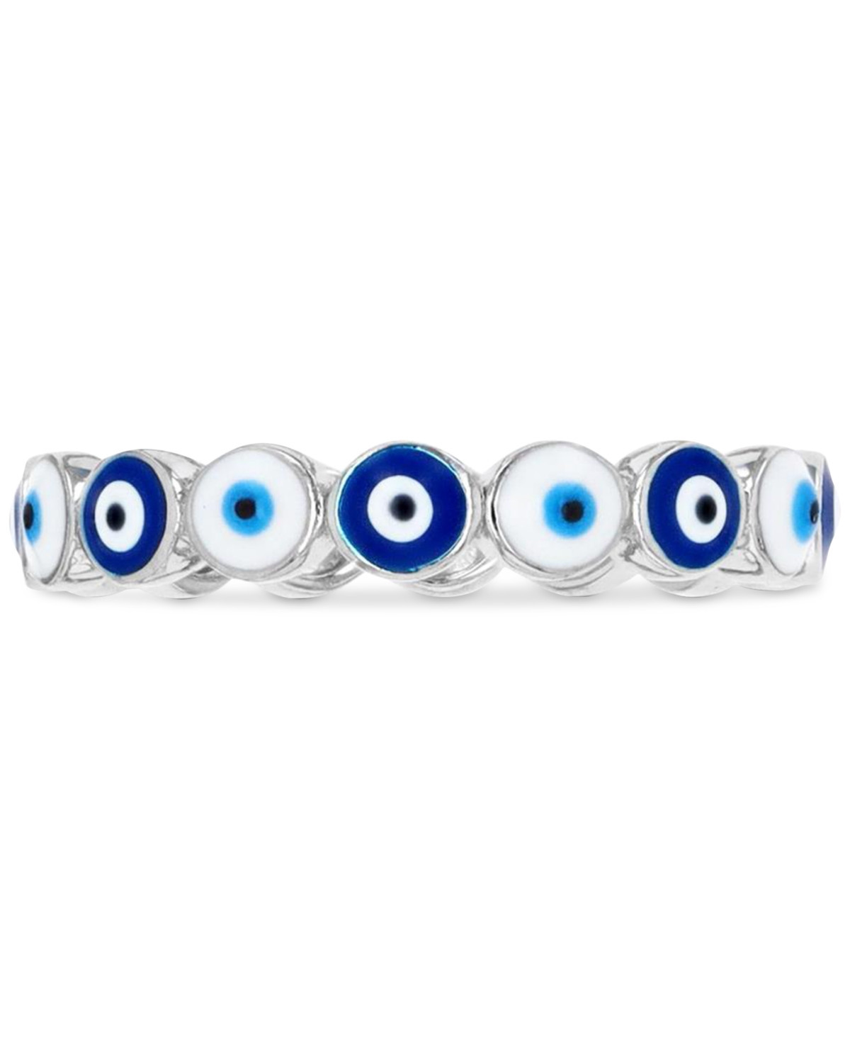 Evil Eye Multicolor Hand-Painted Enamel Band - SILVER | Macy's