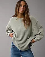 AE Big Hug Waffle Crew Neck Sweatshirt | American Eagle Outfitters (US & CA)