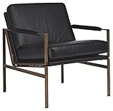 Amazon.com: Signature Design by Ashley Puckman Mid-Century Modern Leather Accent Chair, Black : H... | Amazon (US)