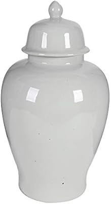 Benjara, White Benzara BM165658 Ceramic Ginger Jar with Lid | Amazon (US)
