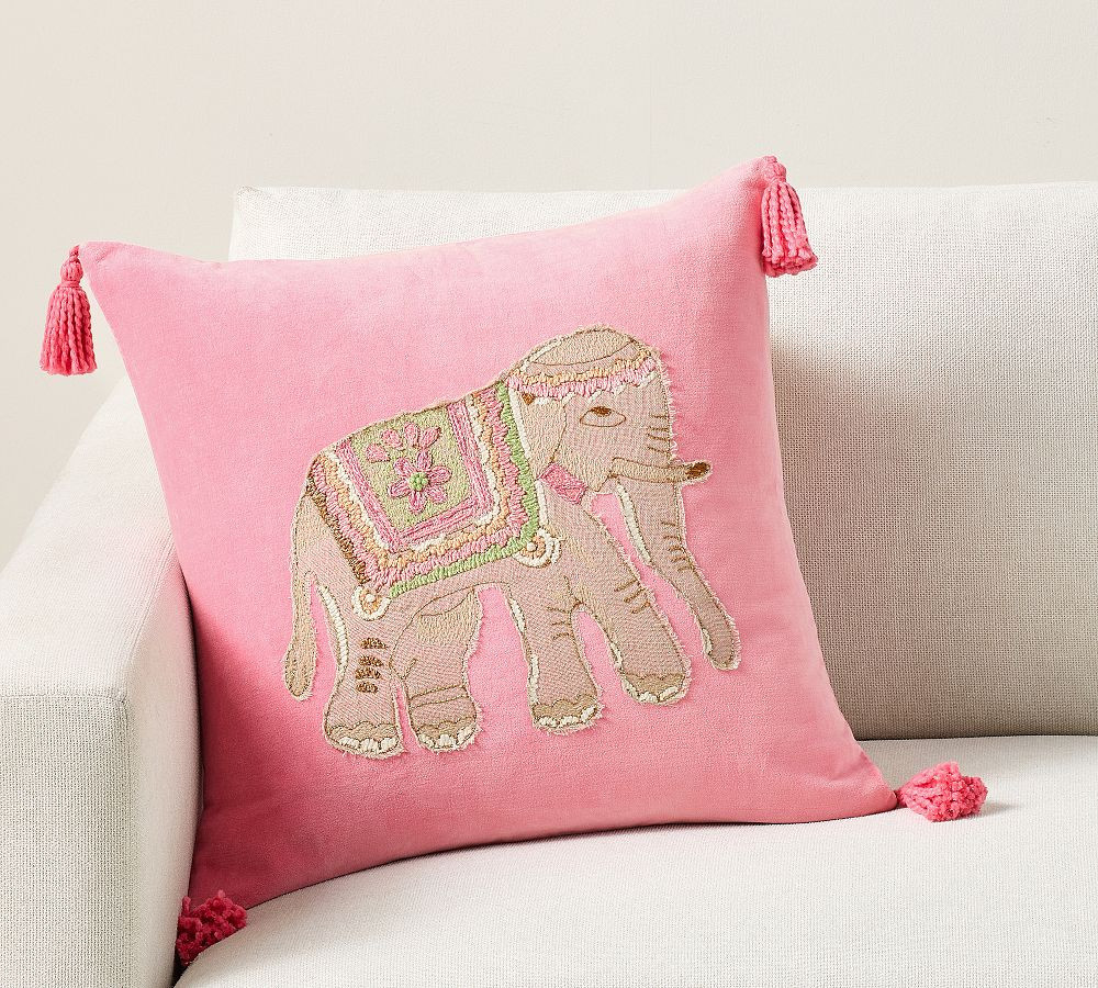 Roller Rabbit Elephant Decorative Pillow Cover, Pink Multi, 20 | Pottery Barn (US)