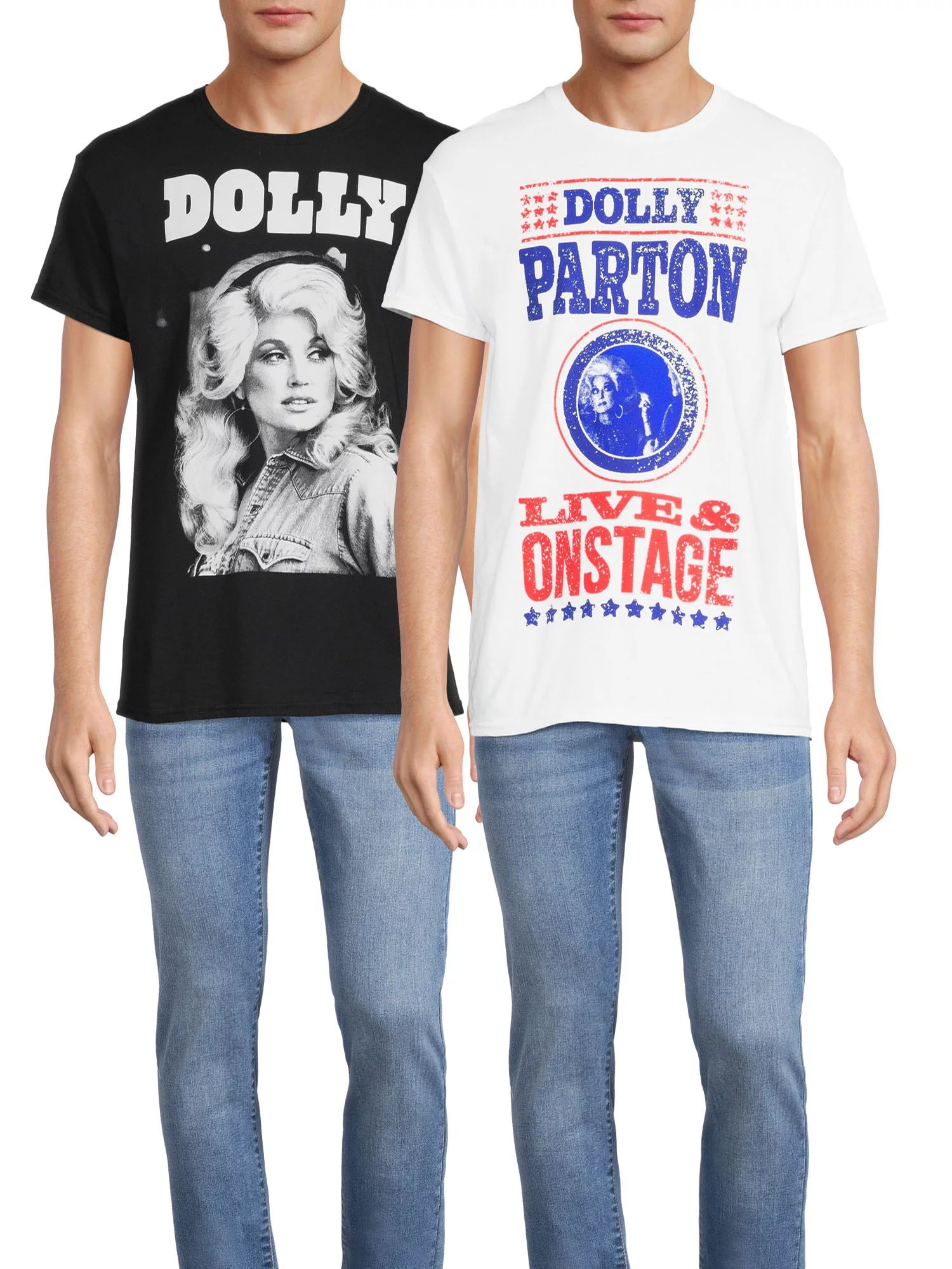 Dolly Parton Men's Dolly Live Graphic Tees, 2-Pack, Sizes S-3X | Walmart (US)