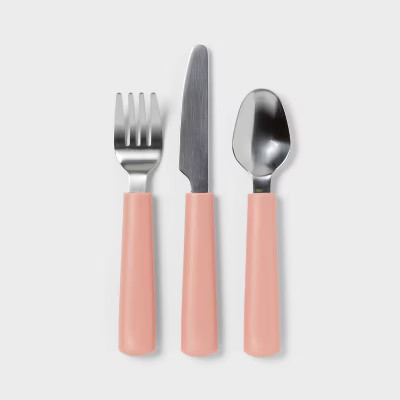 Kids' 3pc Stainless Steel Flatware Set Pink - Pillowfort™ | Target