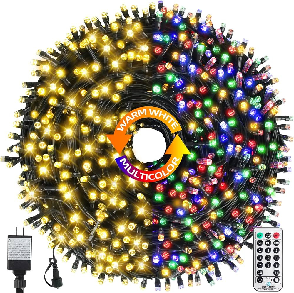 170FT 500 LED Christmas Lights Outdoor Indoor, Waterproof Color Changing Christmas Tree Lights fo... | Amazon (US)