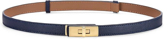 Women Ladies Adjustable Skinny Leather Belt Solid Alloy Turn Lock Slim Thin Waist Belt Waistband ... | Amazon (UK)