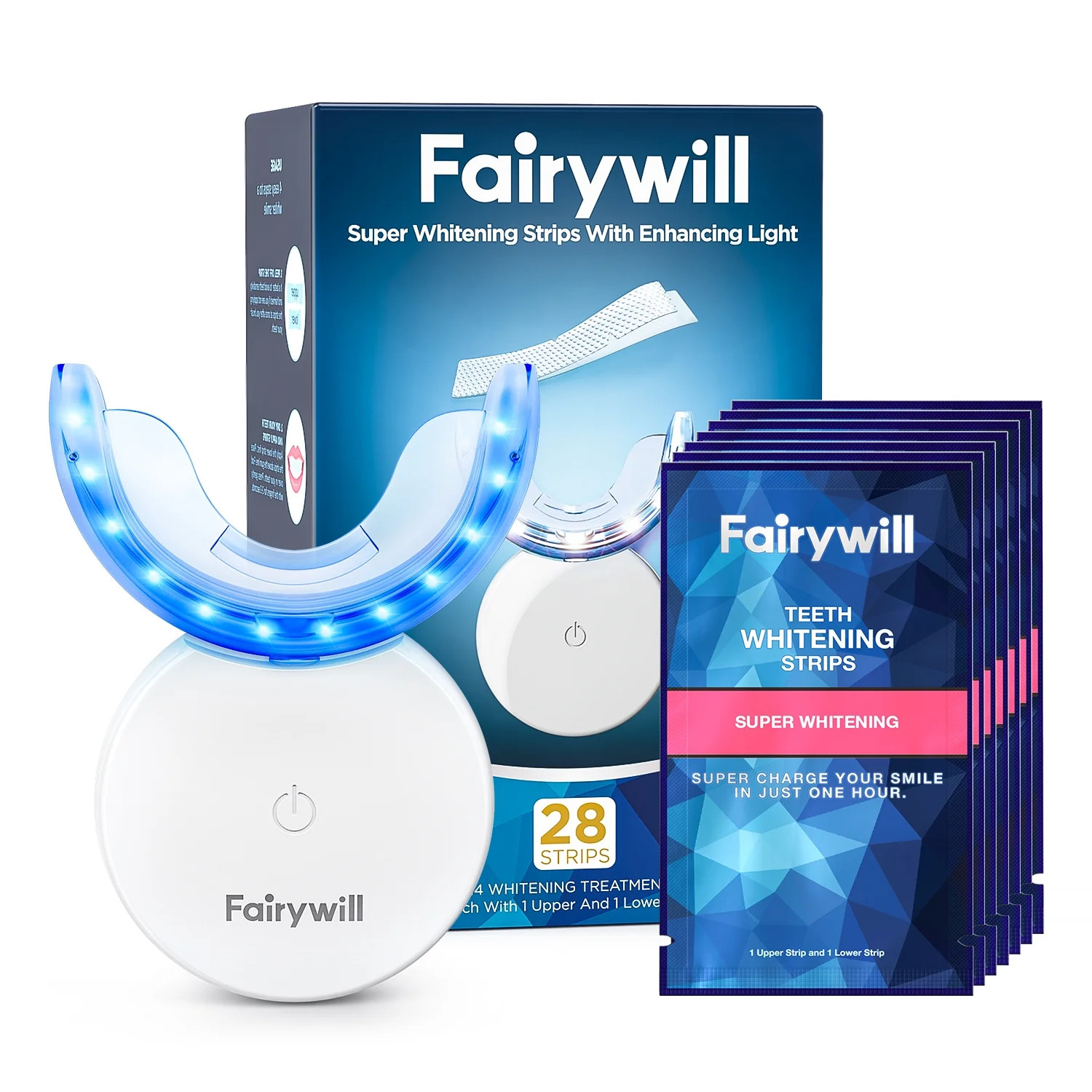 Fairywill Teeth Whitening Kit with LED Light , 28 White strips for Sensitive Teeth with Rechargea... | Walmart (US)