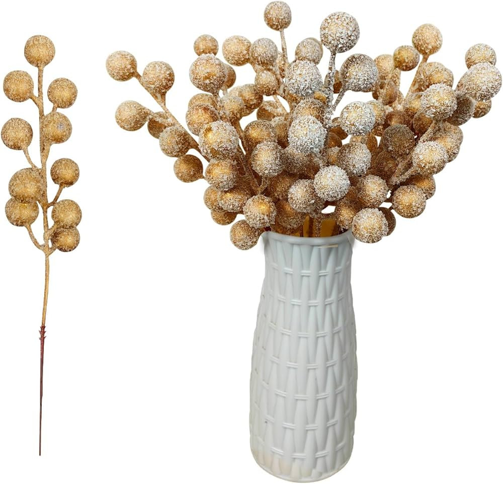 Artificial Snow Berry, 24 pcs Christmas Berries Stems, Artificial Christmas Picks,Artificial Berr... | Amazon (US)