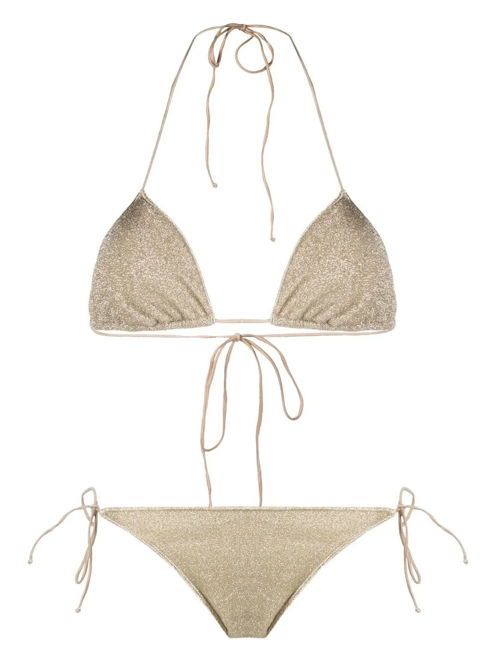 metallic-thread halterneck bikini | Farfetch Global