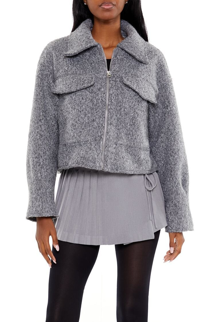 Tweed Zip-Up Trucker Jacket | Forever 21