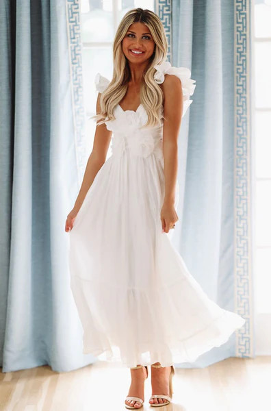 Have Your Attention Please Midi Dress - White | Hazel and Olive