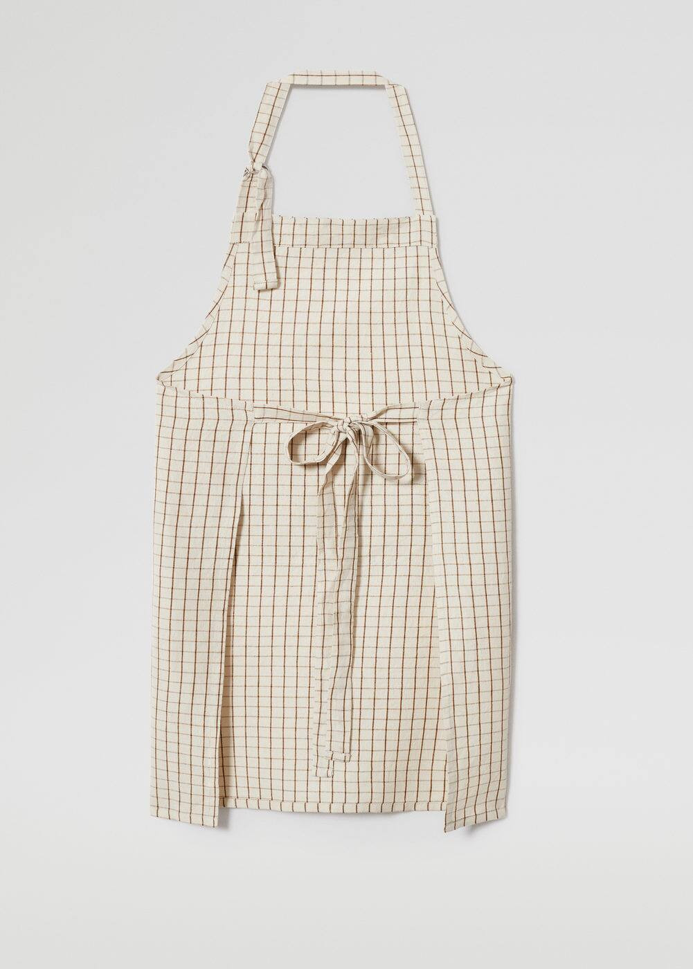 Linen and cotton check apron | MANGO (US)