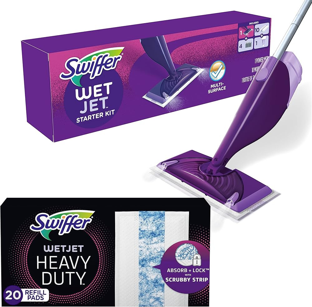 Swiffer WetJet Starter Kit and Heavy Duty Refill Cleaning Bundle | Amazon (US)