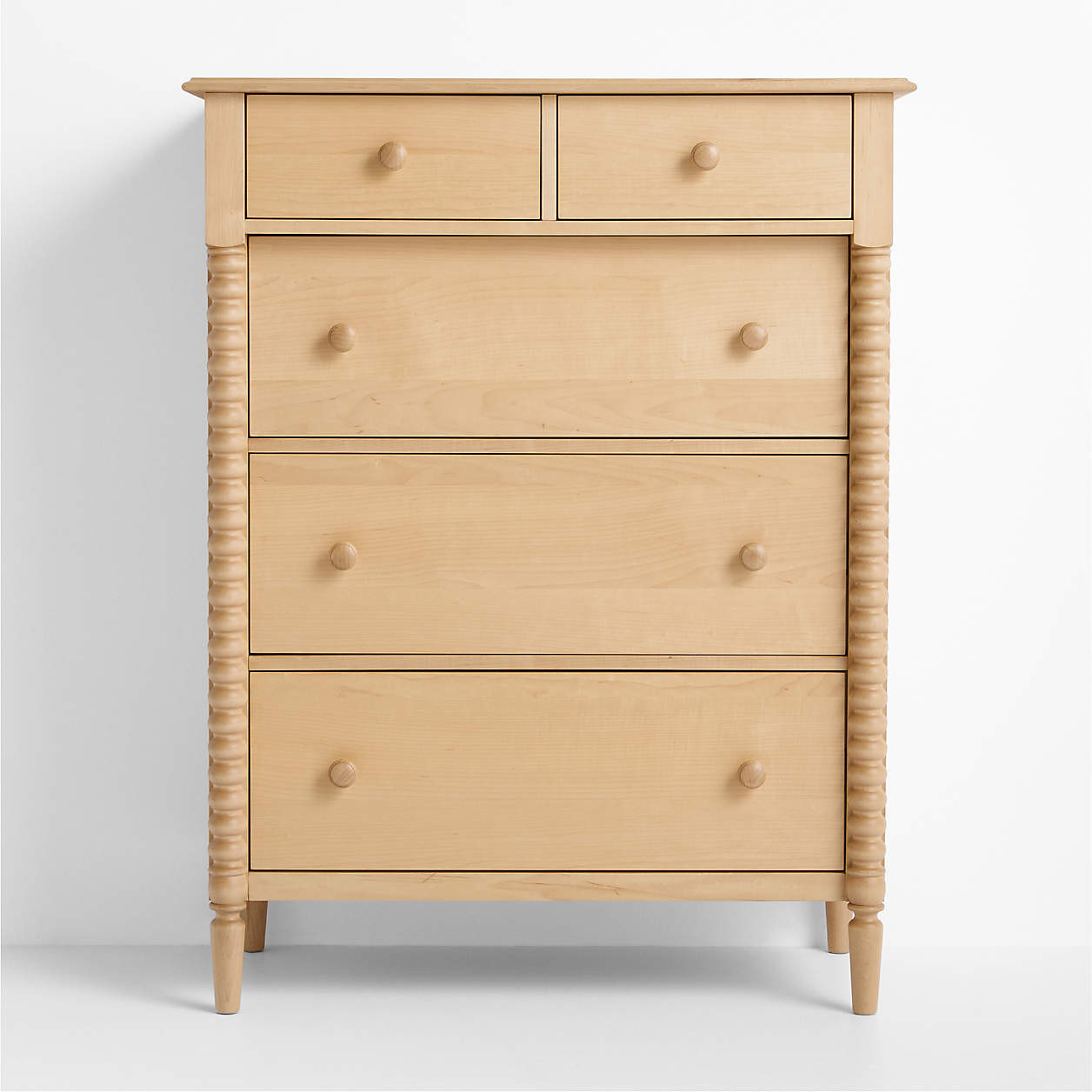 Jenny Lind Deep Brown Wood Tall 5-Drawer Kids Dresser + Reviews | Crate & Kids | Crate & Barrel