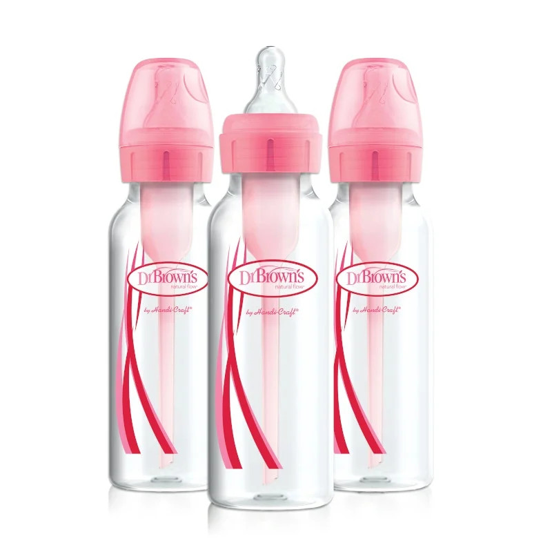 Dr. Brown's Options+ Narrow Baby Bottle & Components, Pink, 8 oz/250 ml, 3-Pack - Walmart.com | Walmart (US)