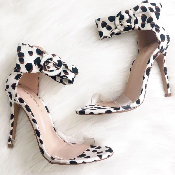 Bella and Bloom Boutique - Sierra Spotted Heels: White/Black | Bella and Bloom Boutique