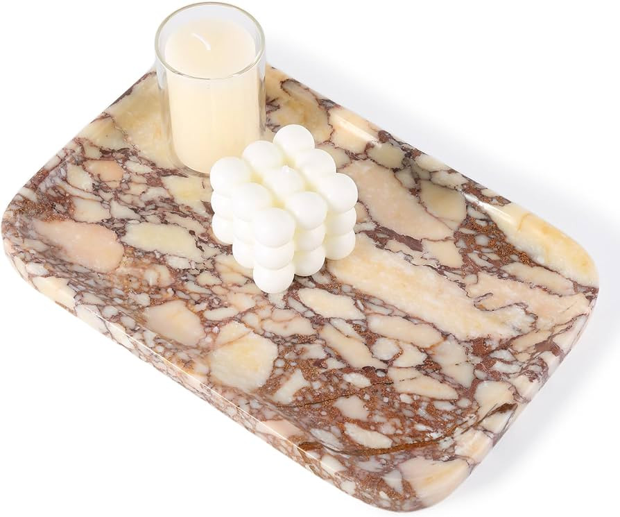 Calacatta Marble Vanity Trays, Marble Bathroom Tray Countertop, Luxury Decorative Dresser Organiz... | Amazon (US)