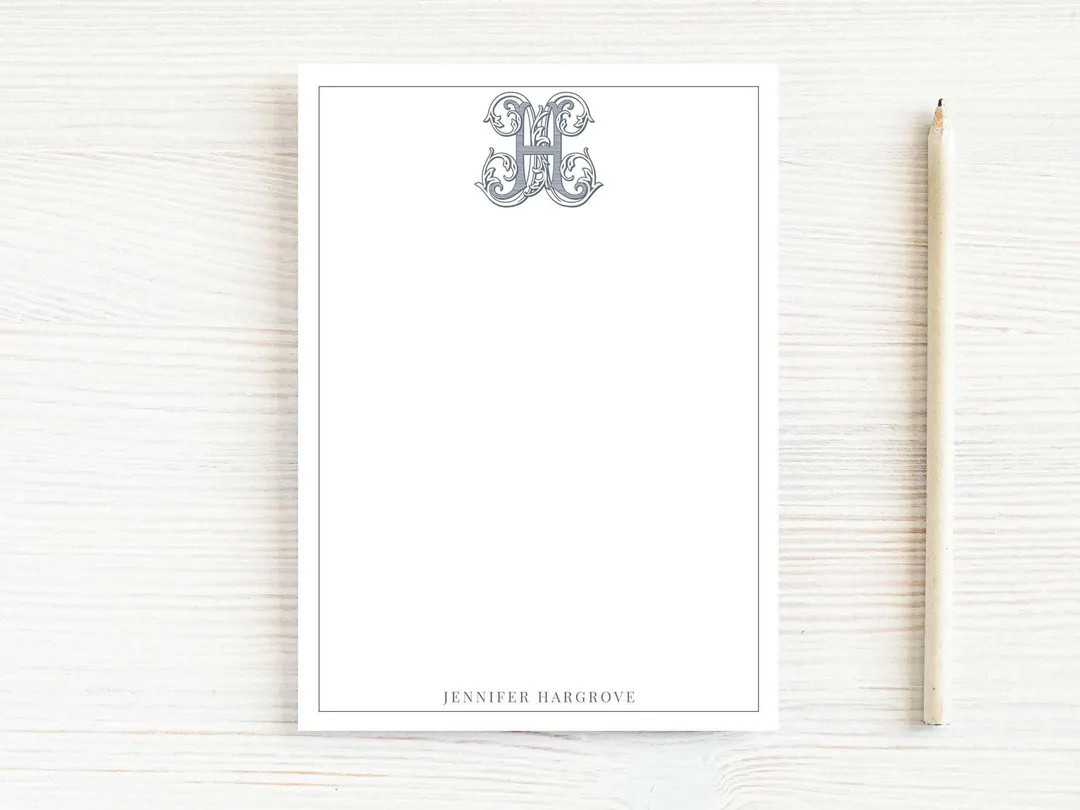 Personalized Vintage Monogram Notepad, Colorful Notepad - Etsy | Etsy (US)