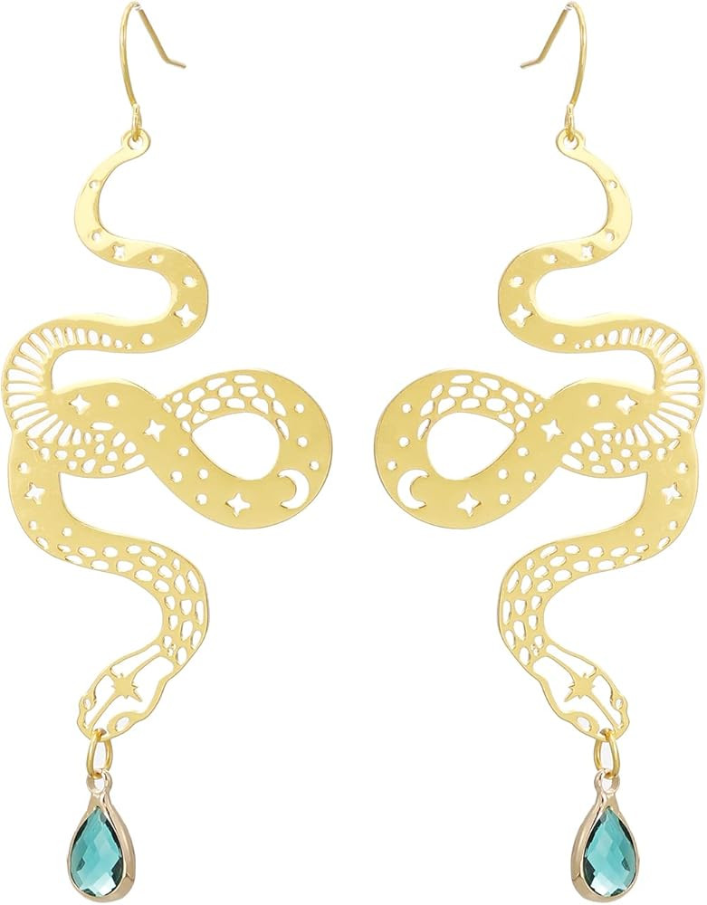 ZKBKJSPZJB The Golden Snake Earrings, Hypoallergenic Wanderlust Jewelry Witchy Earrings | Amazon (US)