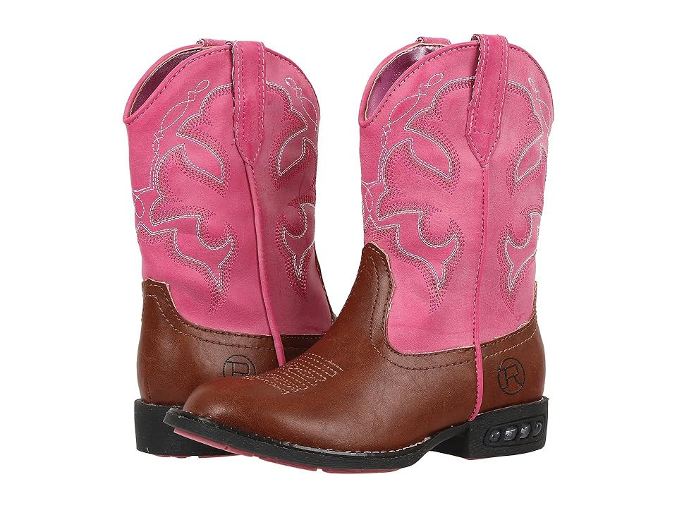 Roper Kids Lightning (Toddler/Little Kid) Girl Cowboy Boots Light Beige/Pink : 1 Little Kid M, Manmade | Zappos
