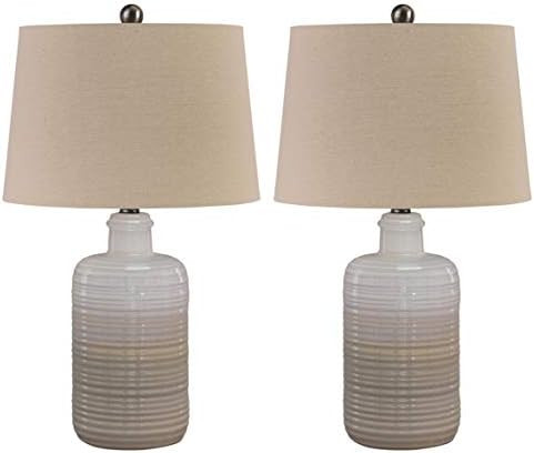 Signature Design by Ashley Marnina Ceramic Table Lamp Set of 2, Taupe | Amazon (US)