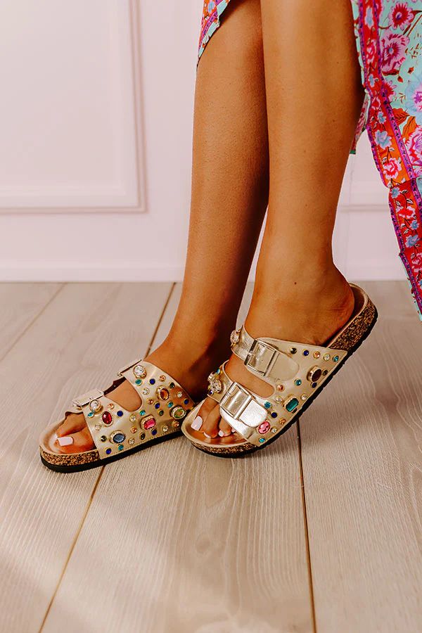 The Bayle Embellished Metallic Sandal | Impressions Online Boutique