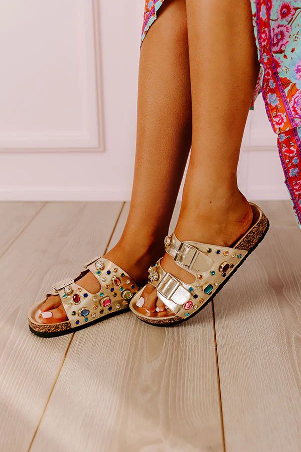 The Bayle Embellished Metallic Sandal | Impressions Online Boutique