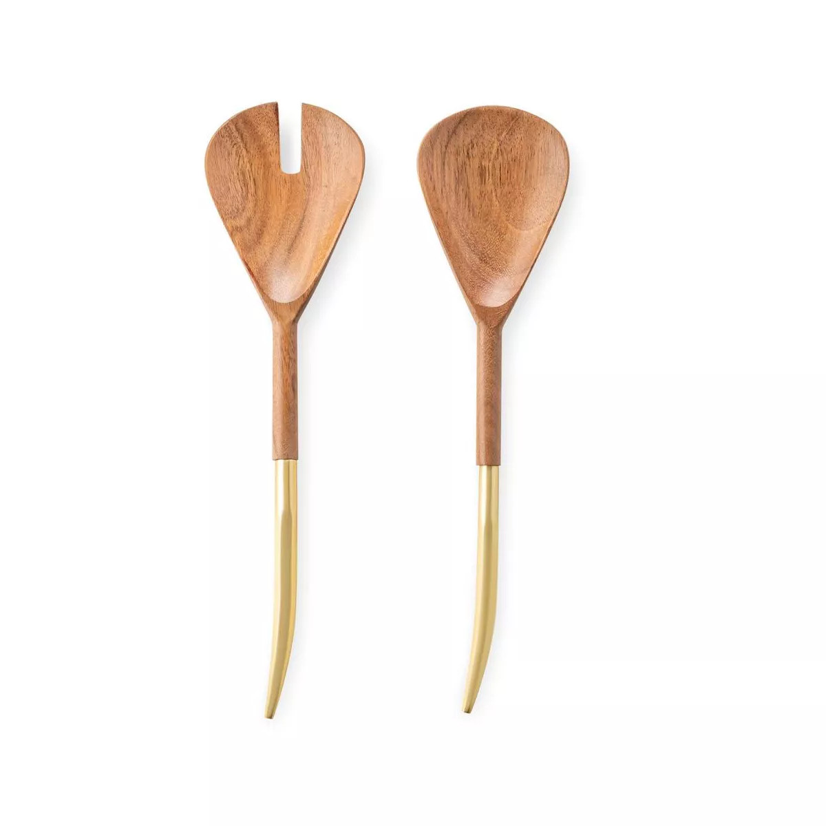 Classic Touch S/2 Wooden Salad Servers with Gold Handle | Target