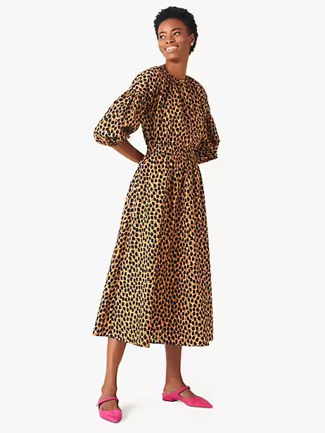 Kate Spade Dotty Leopard Poplin Midi Skirt, Silt | Kate Spade Outlet
