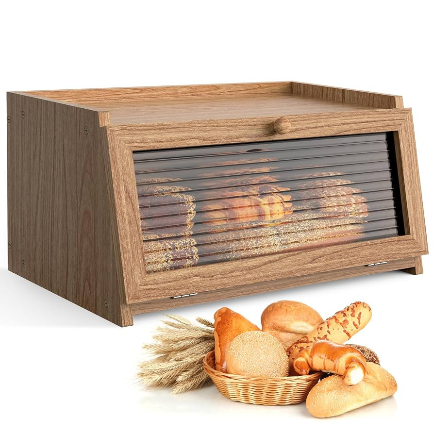 Bread Box for Kitchen Countertop Large Bread Box Farmhouse Bread Container Bread Storage with Win... | Amazon (US)
