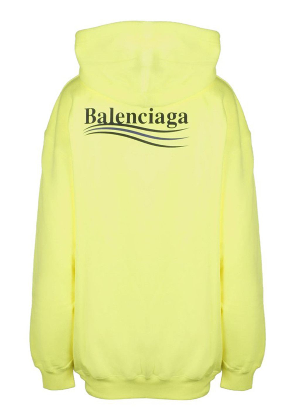 Balenciaga Womens Political Campaign Medium Fit Hooded Sweatshirt in Fluo Yellow Black | StockX