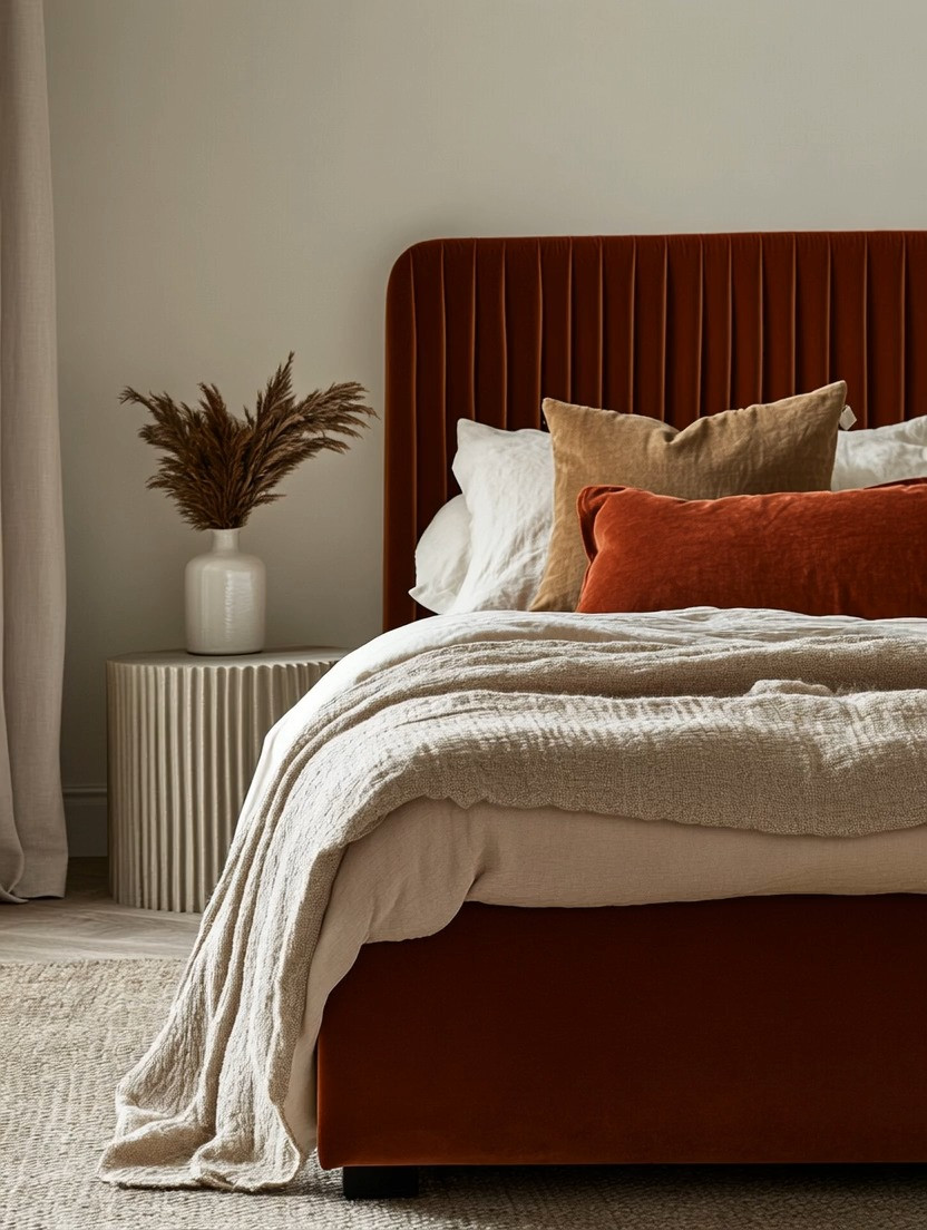The ultimate bedroom refresh? Go bold.

This rustic red / deep burgundy velvet bed is the statement. Period.

You don’t need layers of décor, complicated styling, or endless accessories. The bed alone carries the room with elegance, warmth, and undeniable presence.

Pair it with:

• Simple ivory or beige bedding
• One or two neutral pillows
• A minimal side table
• A soft table lamp for warmth

That’s it.

The richness of velvet, the depth of burgundy, the soft vertical channel detailing — it instantly adds drama without feeling loud. It feels intentional. Elevated. Confident.

Bold doesn’t mean busy.
Bold means choosing one powerful piece and letting it speak.

#BedroomRefresh #StatementBed #VelvetLuxury #WarmInteriors 

 #LTKHome