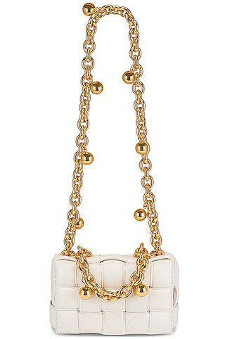 Bottega Veneta Sphere Chain Bag in White & Gold | FWRD | FWRD 