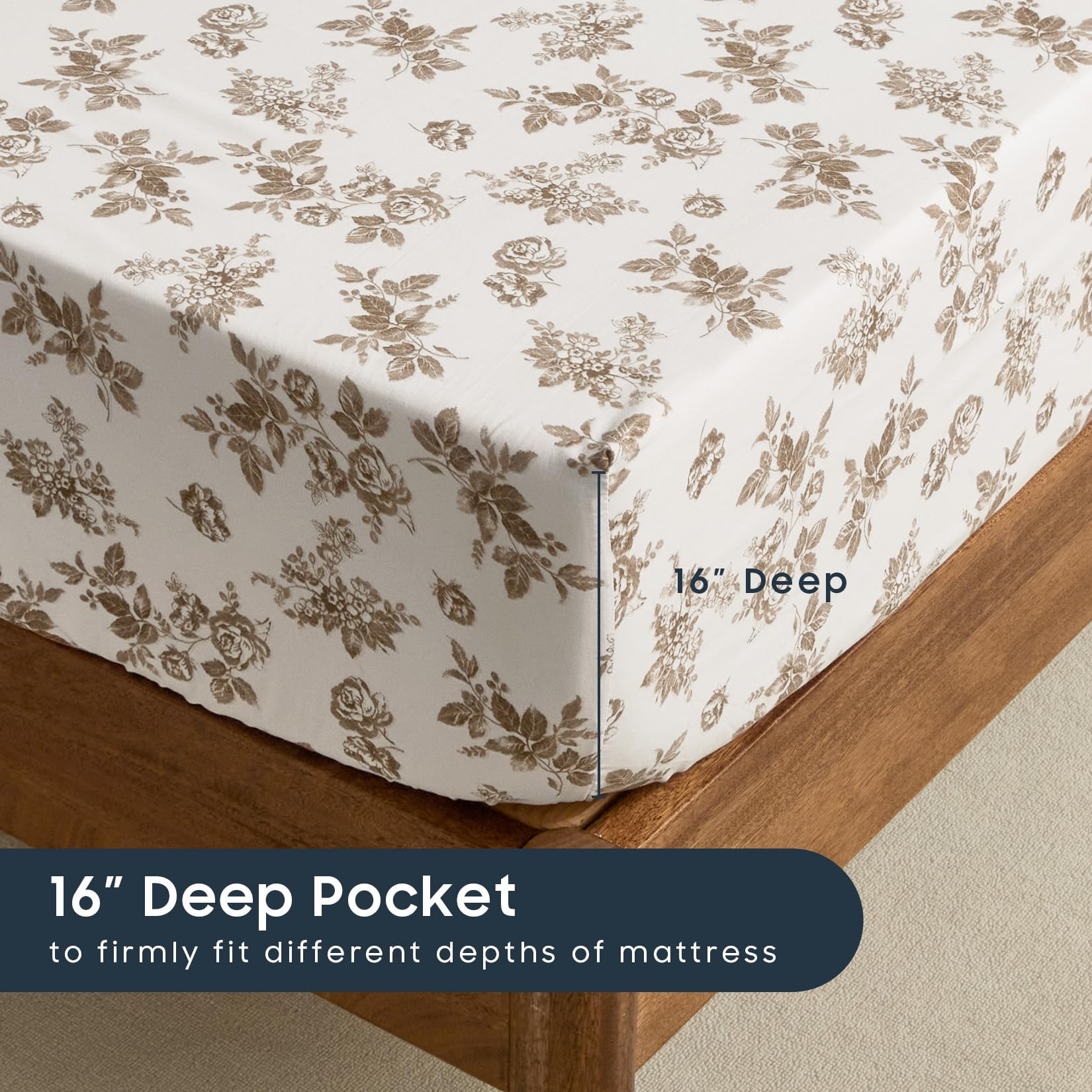 Wake In Cloud - Shabby Chic Bed Sheets, 4-Piece Sheet Set, Floral Botanical Coquette Cottagecore ... | Amazon (US)