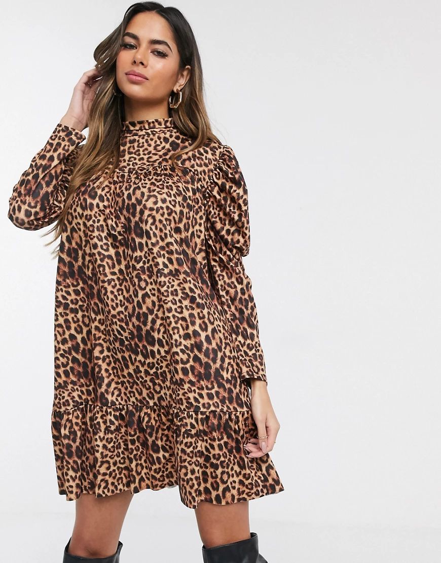 Missguided smock dress in leopard-Multi | ASOS (Global)