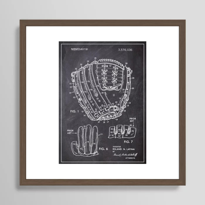 1971 baseball glove patent Framed Art Print | Society6