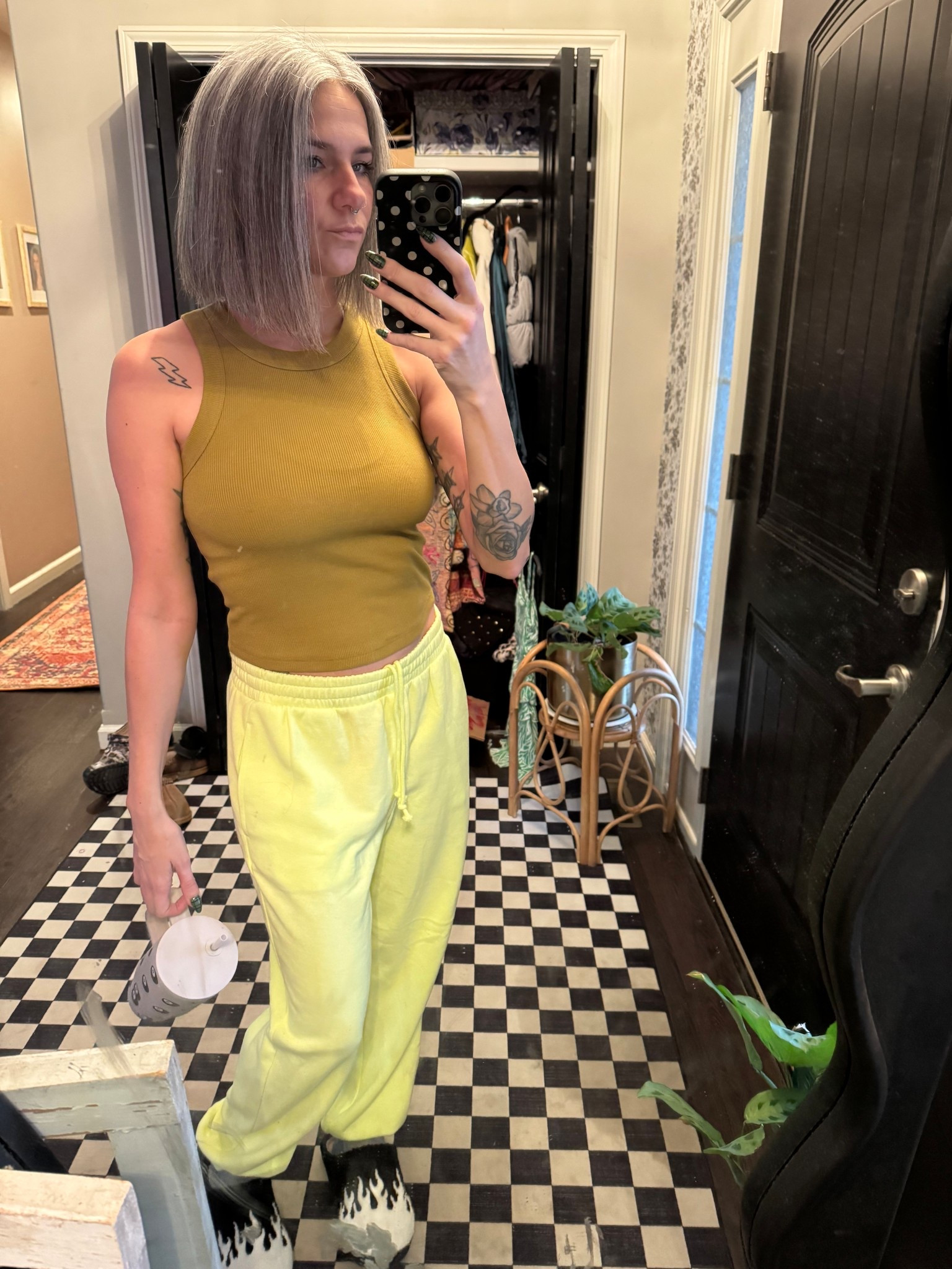 Size med in sweats 
Size small in tank 
These sweats are the softest! 

#LTKootd #LTKOver40